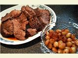 Wine-Braised Brisket of Beef With Caramelized Pearl Onion and Dr