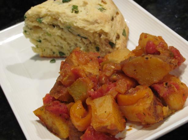 Friggione (A Side Dish of Potatoes & Tomatoes & Peppers). Photo by JanuaryBride