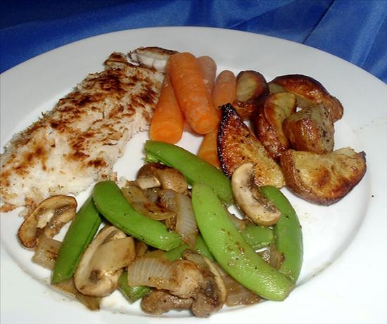 Curried Snap Peas and Mushrooms. Photo by Bergy
