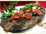 Balsamic Marinated Steaks With Gorgonzola /Tomato  Topping