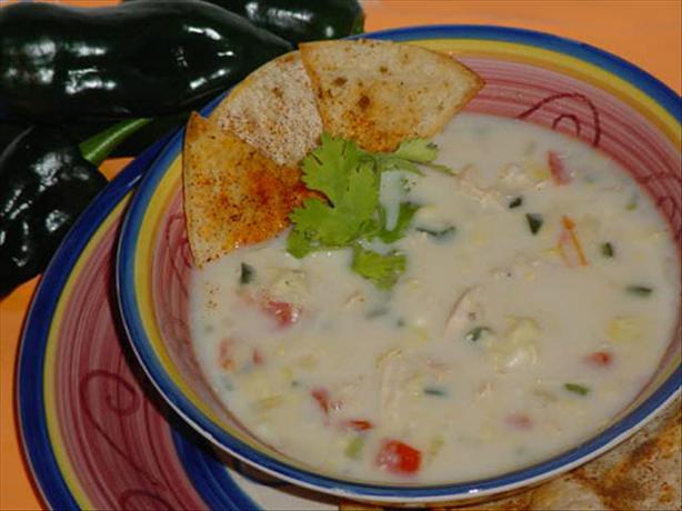 Poblano Corn Chowder With Chicken. Photo by justcallmetoni