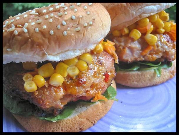Cheesy Chicken Burger W/ Corn & Carrot Relish. Photo by NcMysteryShopper