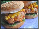 Cheesy Chicken Burger W/ Corn & Carrot Relish
