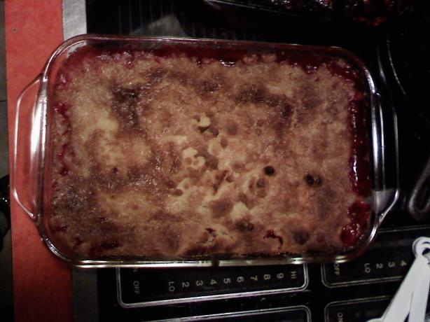 Cake Mix Cobbler. Photo by dogsandwoods