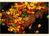 Sliced Steak with Roasted-corn Salsa