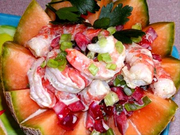 Shrimp Summer Salad in  Cantaloupe Bowls. Photo by Rita~