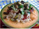 Shrimp in Cantaloupe With Orzo Pasta