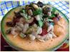 Shrimp in Cantaloupe With Orzo Pasta. Recipe by Derf