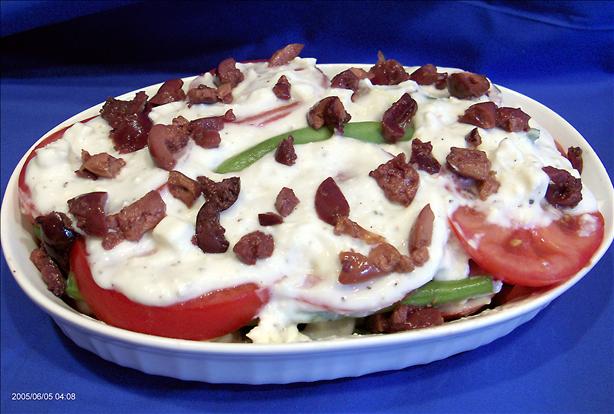Two Cheese Green Beans & Tomatoes -- Hot or Cold. Photo by Derf