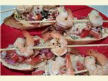 Shrimp on a Bed of Bruschetta