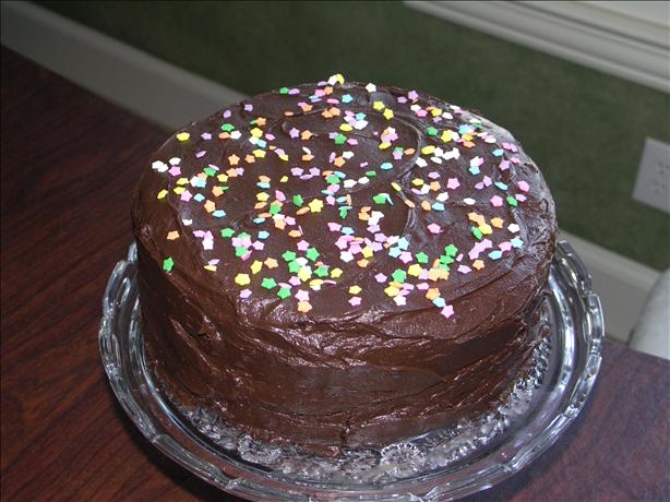 Hanukkah Gelt Double Fudge Chocolate Layer Cake. Photo by Juenessa