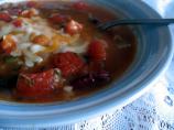 Cheesy  Topped Bean Soup