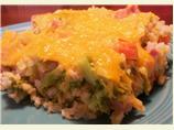 Easy Cheesy Ham and Veggie Rice Casserole-Diabetic