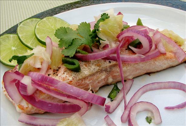 Roast Salmon With Lime Salsa. Photo by lazyme