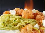 Tagliatelle With a Simple Sweet Tomato Sauce and Shrimps
