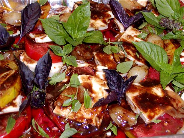 Tomatoes With Roasted Garlic, Pearl Onions and Mozzarella Cheese. Photo by Rita~