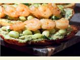 Bruschetta With Lima Bean Salad and Lemon Shrimp
