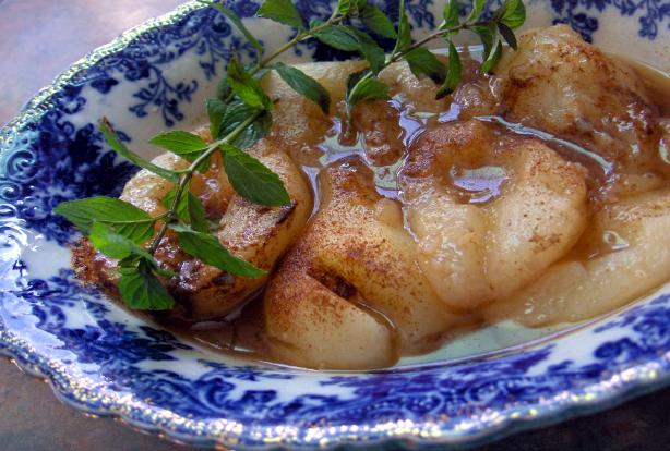 Vanilla Poached Pears. Photo by Derf