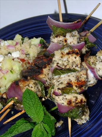 Grilled Chicken, Red Onion, and Mint Kebabs. Photo by justcallmetoni