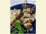 Grilled Chicken, Red Onion, and Mint Kebabs