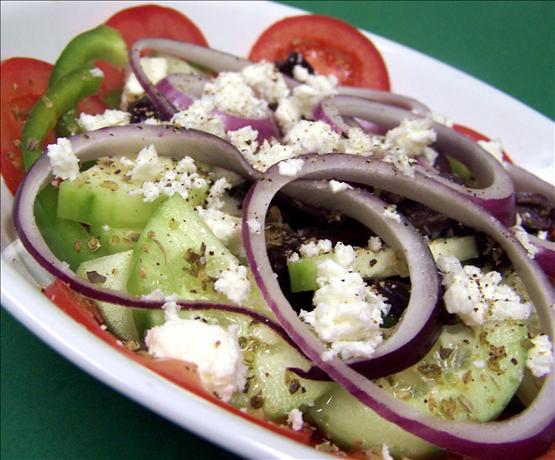 Horiatiki (Greek Villagers Salad). Photo by PaulaG