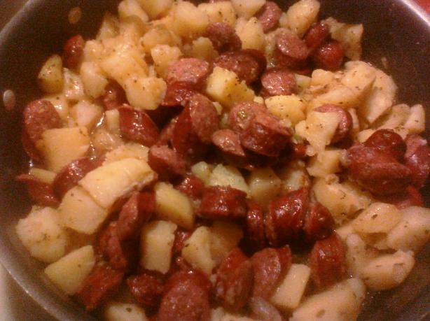 Potato and Sausage in Gravy. Photo by Nanita