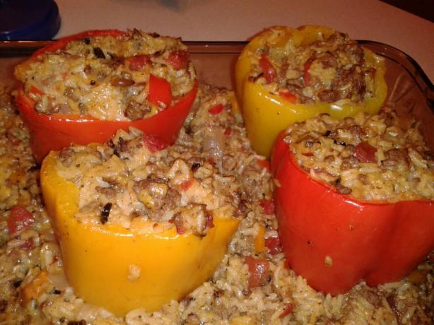 Ground Beef Stuffed Green Bell Peppers With Cheese. Photo by Wife2uRick