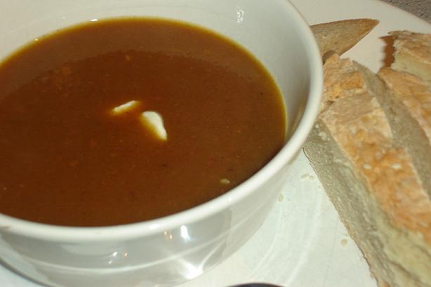 Moroccan Pumpkin Soup (L'hamraak Garagh). Photo by Tulip-Fairy