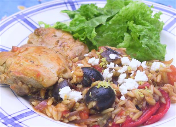 Greek Chicken With Orzo. Photo by MathMom.calif