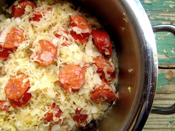 Crock Pot Kielbasa & Sauerkraut. Photo by gailanng
