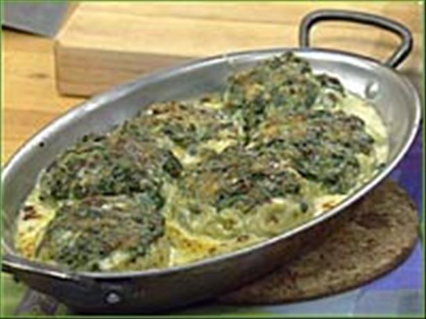Spinach Stuffed Artichoke Bottoms. Photo by hungerbuster