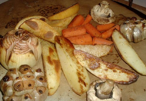 Sunday Dinner Veggies on a Baking Stone. Photo by Bergy