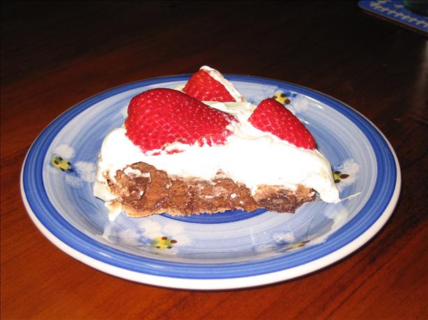 Chocolate Pavlova With Raspberries. Photo by Heydarl