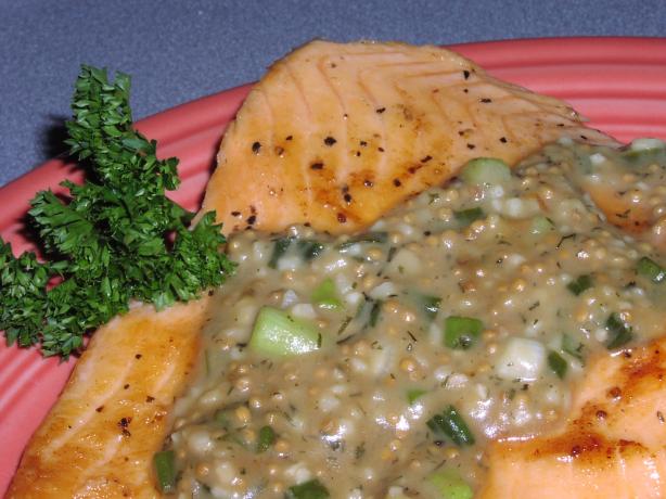 Salmon With Maple and Mustard Seed Sauce. Photo by TeresaS