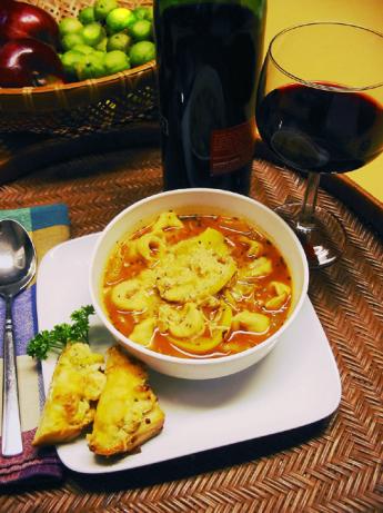 Healthy Tomato-Tortellini Soup. Photo by Caroline Cooks