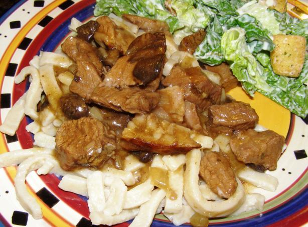 Home-Style Beef-N-Noodles W/Mushrooms & Onions. Photo by DuChick