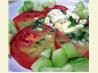 Tomato and Cucumber Salad With Feta and Honey Mustard Dressing. Recipe by Kittencalskitchen