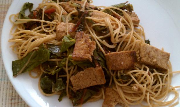 Swiss Chard & Baked Tofu. Photo by absolutetara