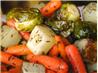 Thyme and Garlic Roasted Potatoes, Brussels Sprouts and Carrots