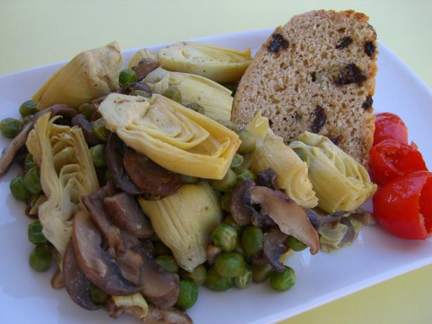 Artichoke Hearts, Green Peas and Mushrooms in a Lemon Sauce. Photo by Chef*Lee