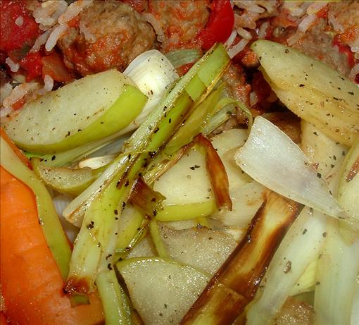 Saut&eacute;ed Green Apples and Leeks. Photo by Bergy