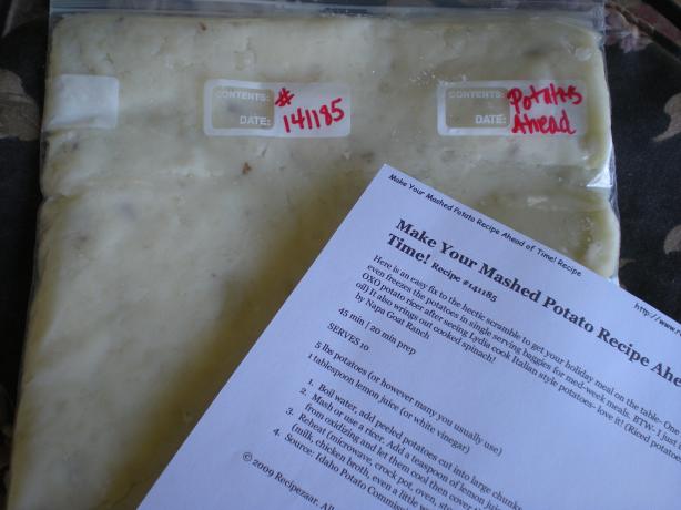 Make Your Mashed Potato Recipe Ahead of Time!. Photo by Mama's Kitchen (Hope)