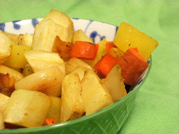 Caramelized Turnips , Carrots and Parsnips. Photo by Lalaloula