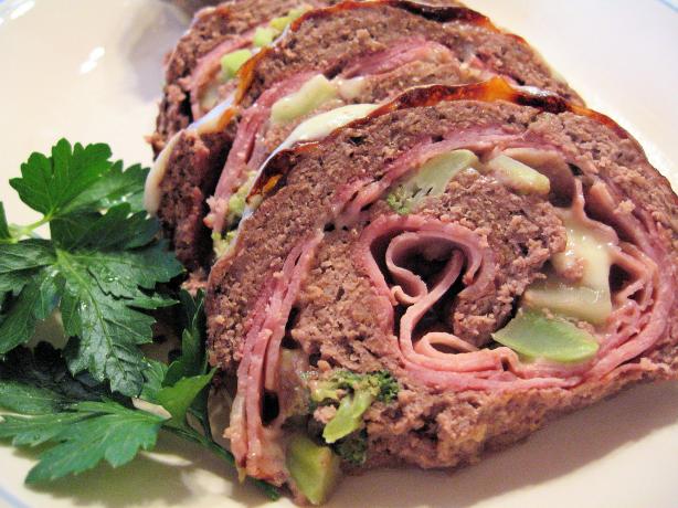 Spiral Meatloaf W/Ham, Broccoli and Cheddar. Photo by Brenda.