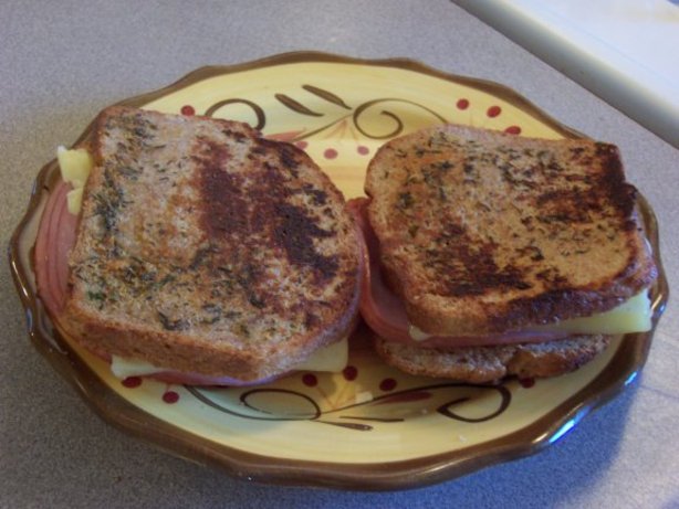 Toasted Ham and Cheese Sandwich With Herb Butter. Photo by SweetsLady