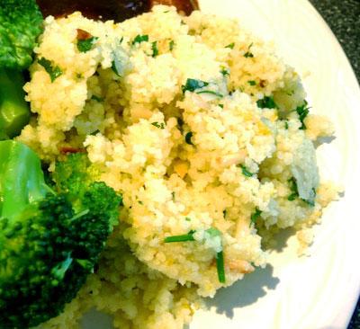 Couscous With Ginger, Orange, Almond & Herbs. Photo by Mikekey