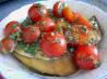 Cherry Tomatoes on Provolone Garlic Bread. Recipe by troyh