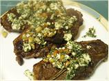 Pan-Seared Lamb Chops With Mint over Greens