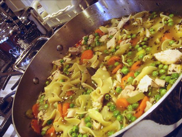 Turkey Soup With Egg  Noodles and Vegetables. Photo by Bev