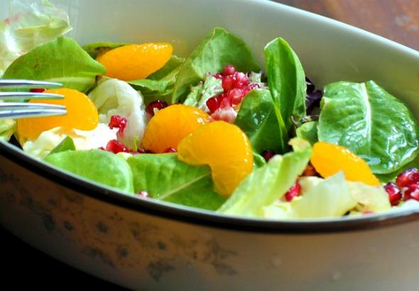Green Salad With Pomegranate and Mandarin. Photo by Andi of Longmeadow Farm